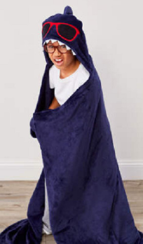 Kids shark hooded blanket - shark,