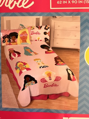 Barbie pink twin blanket - pink, throw